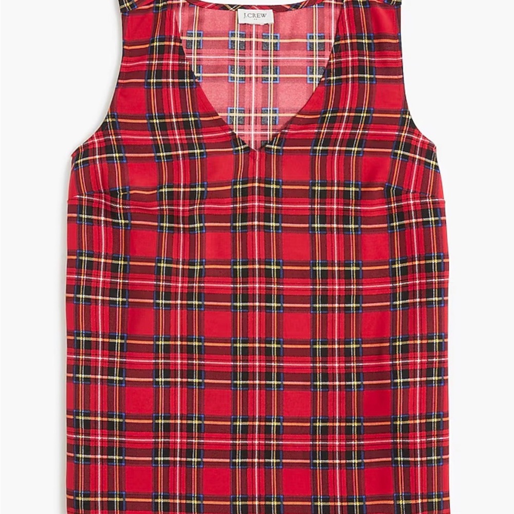 NWT J. Crew Red Plaid Tartan Sleeveless blouse